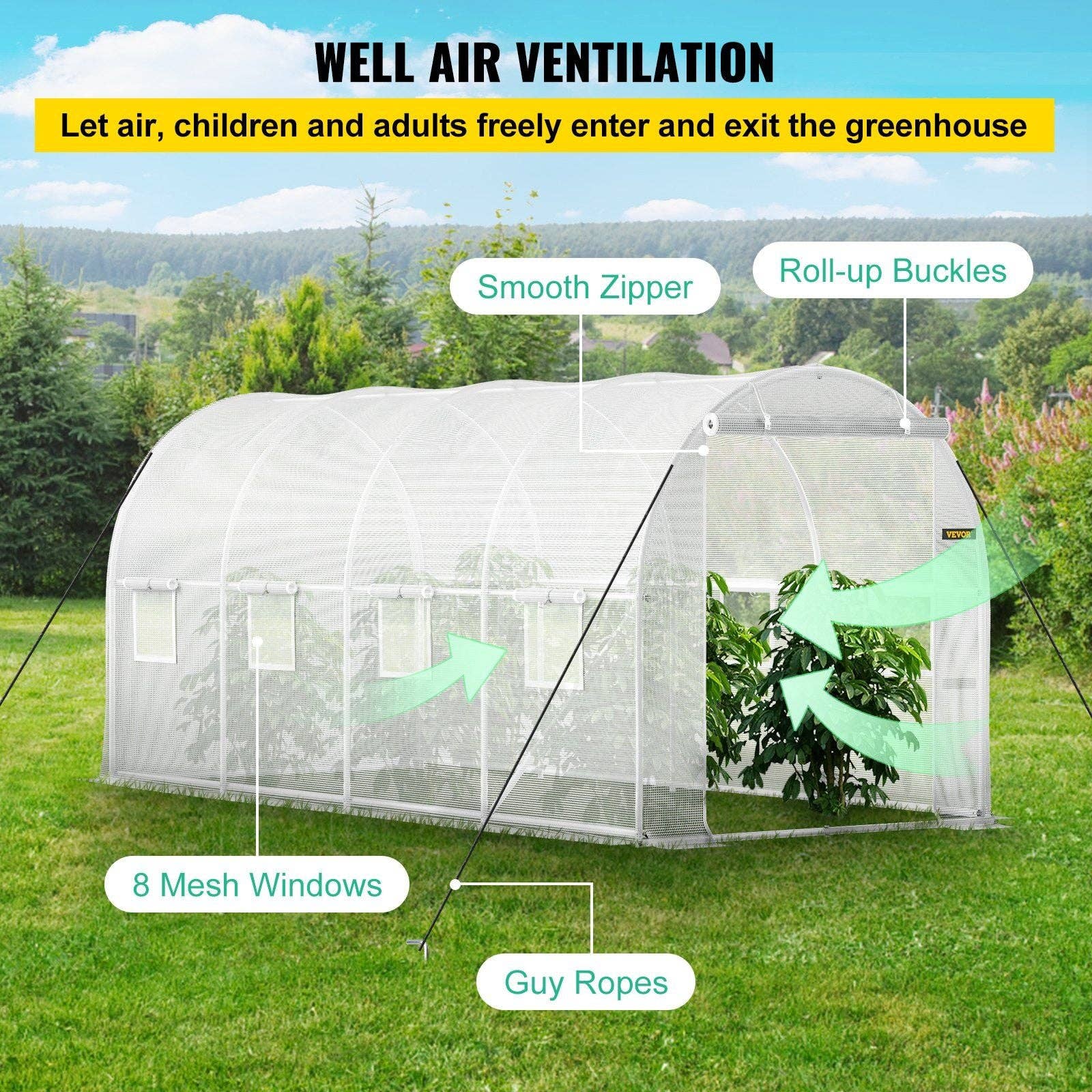 Hard Rock Health Stores - Wholesale Garden Tool - Walk-in Tunnel Greenhouse, 15 x 6.5 x 7 ft Portable Plant Hot House w/ Galvanized Steel Hoops4