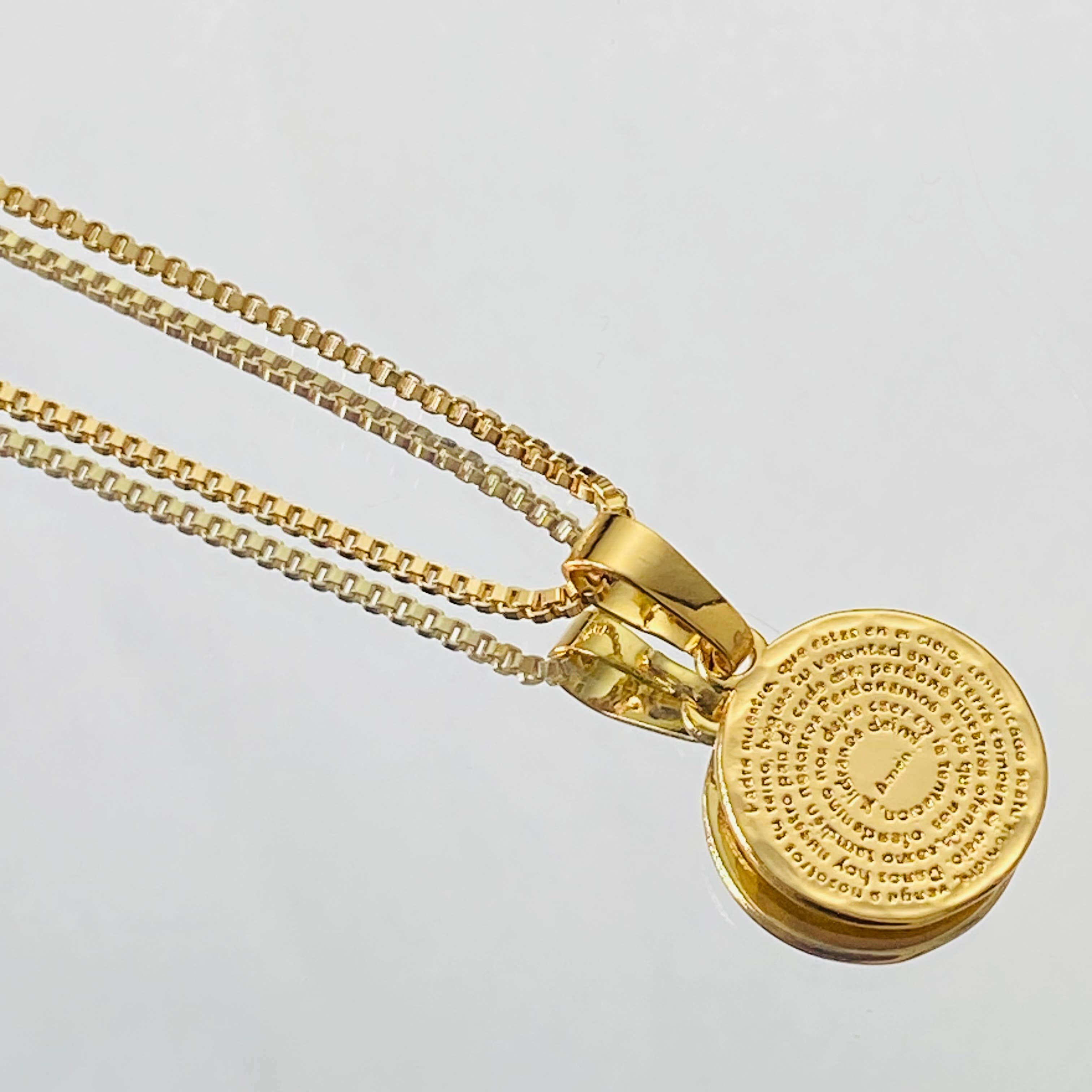 Housegoldjewelry – Großhandel Kette mit Anhänger/Charm – Spanische Gebetsmedaillon-Halskette, Vaterunser-Gebetsmedaille2