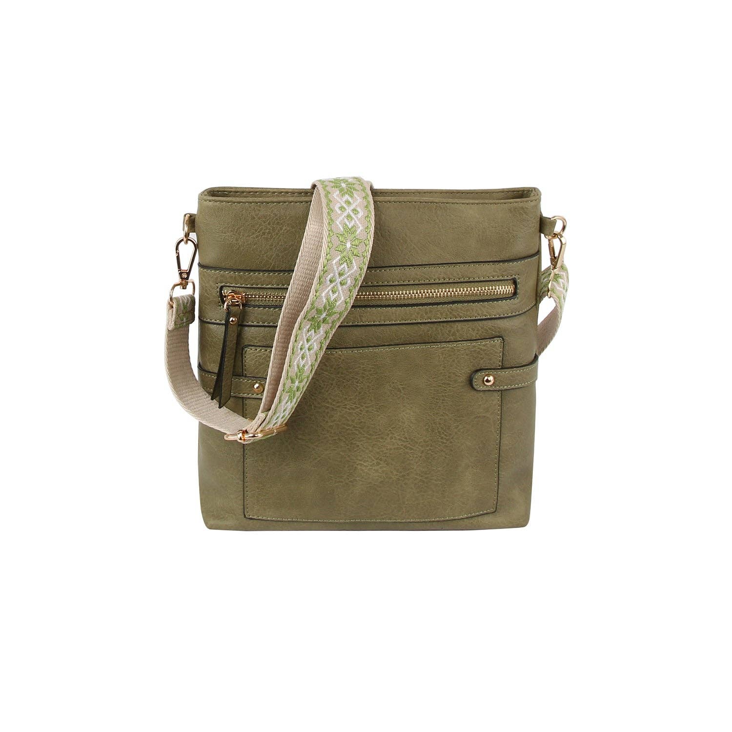 Handbag Factory Corp - Wholesale Crossbody Bag - Women's - Square shape front pocket guitar strap crossbody8