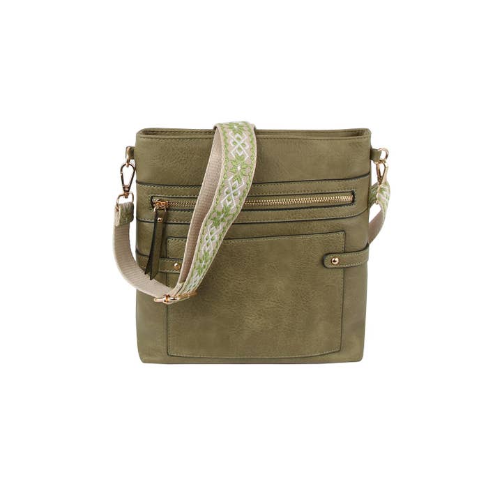 Handbag Factory Corp - Wholesale Crossbody Bag - Women's - Square shape front pocket guitar strap crossbody8