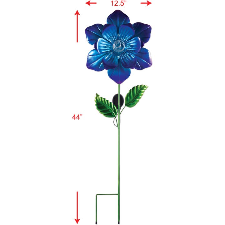 Sunset Vista Designs - Wholesale Garden/Lawn Stake - Solar Coil Flower-Blue-44"