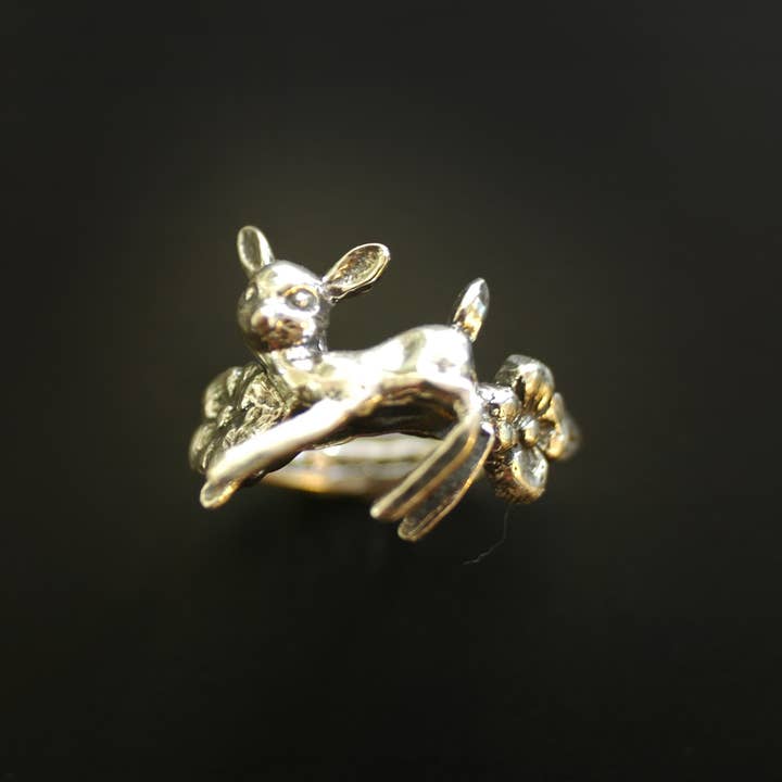 Hi Octane | SilverBotanica - Wholesale Cocktail/Statement Ring - Deer in the Flowers Ring in Sterling Silver