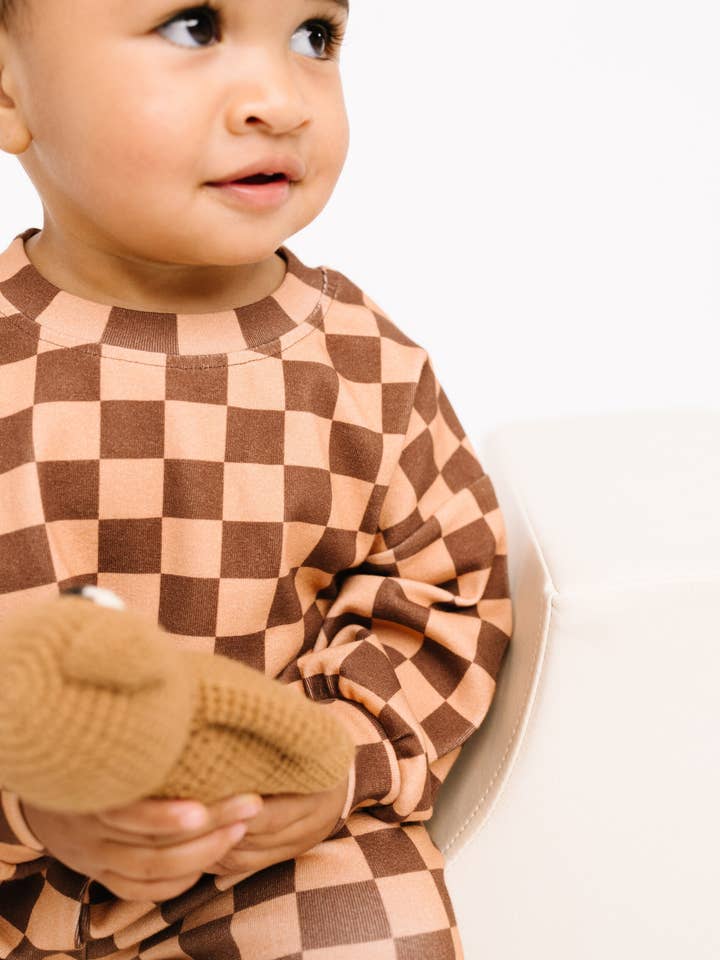 Little One Shop - Wholesale Jumpsuit - Baby - Espresso Checkered Sweatsuit11