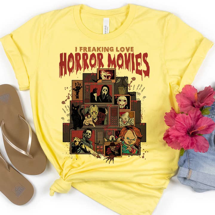 House Of Rodan – Großhandel T-Shirt (Grafikdruck) – Herren – I Freaking Love Horror Movies – Halloween T-Shirt1