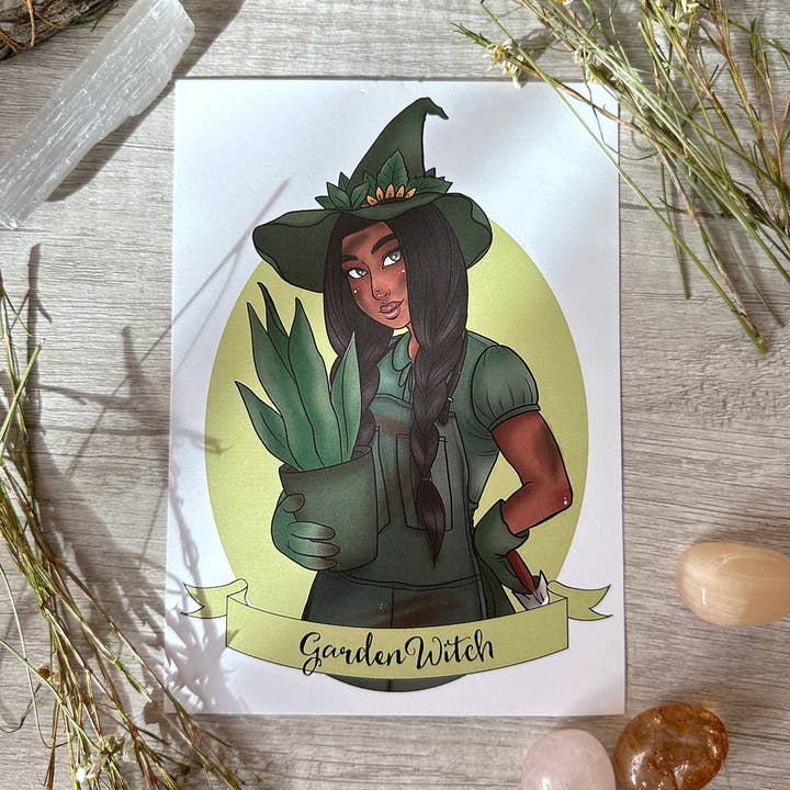Impresión de Arte de Bruja de Jardín - 8x10" y 5x7" para venta al por mayor de Rainbow Coven Designs