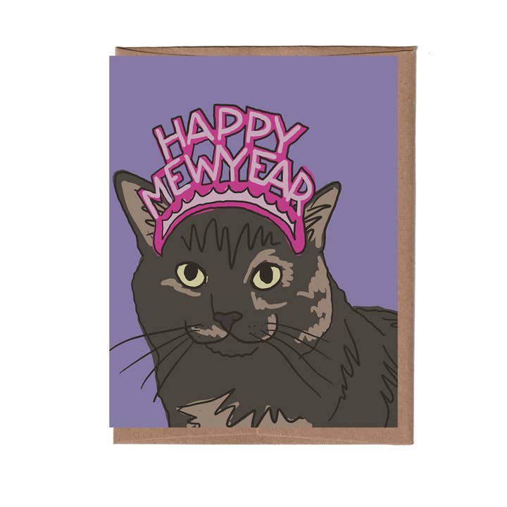 Happy Mew Year New Years Greeting Card - Box of 8 for wholesale by La Familia Green