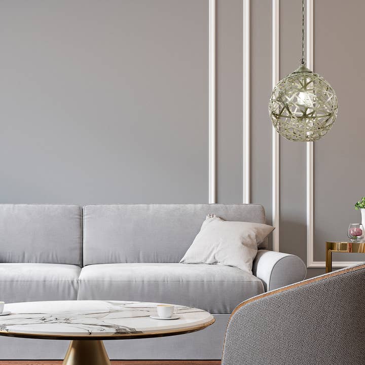 16"W Roman Industrial Abstract Caged Globe Shade Pendant for wholesale by River of Goods