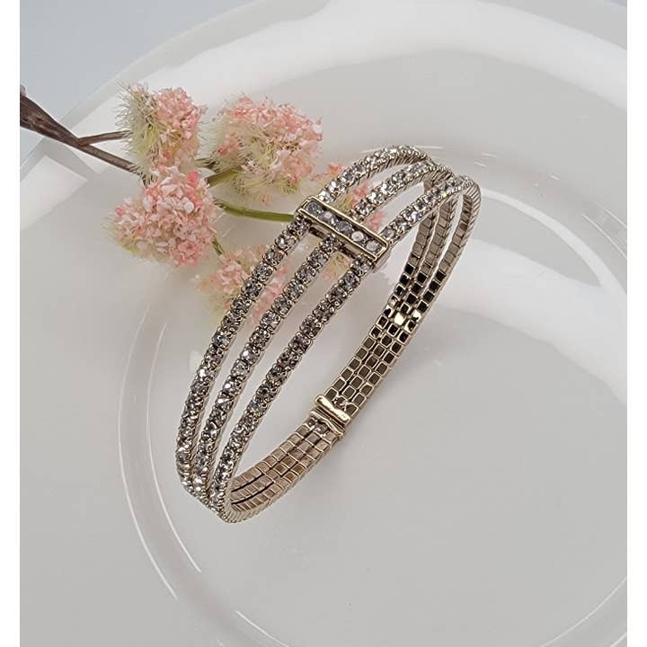 BETTYOH INC – wholesale Bangle bracelet – Triple Layer Rhinestone Bracelet1