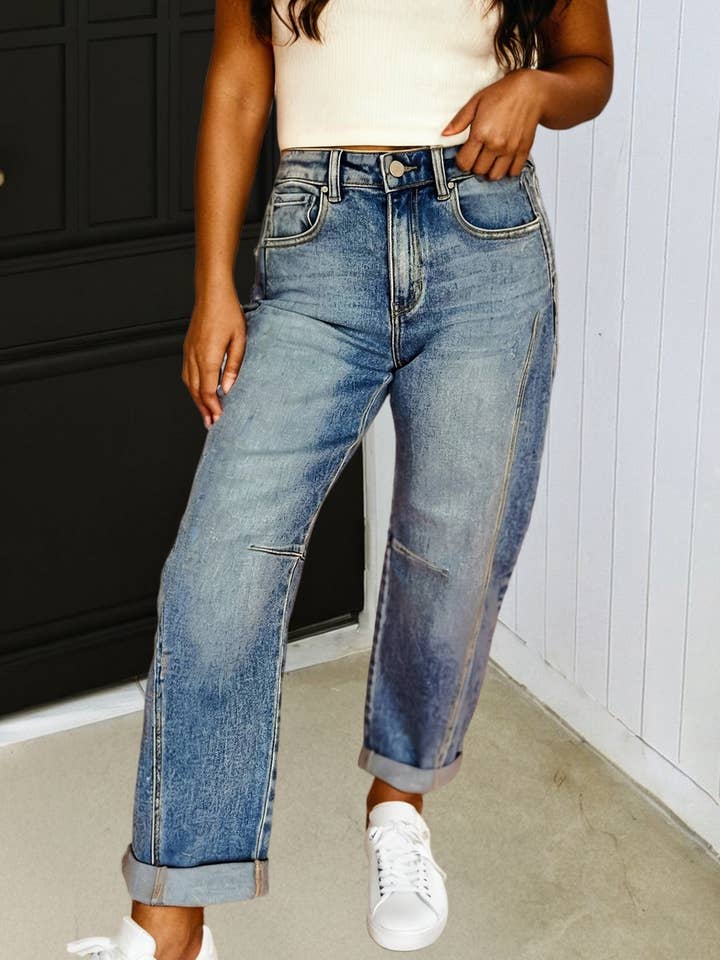 Vintage Washed Seam Detail Shift Jeans for wholesale by LA Society
