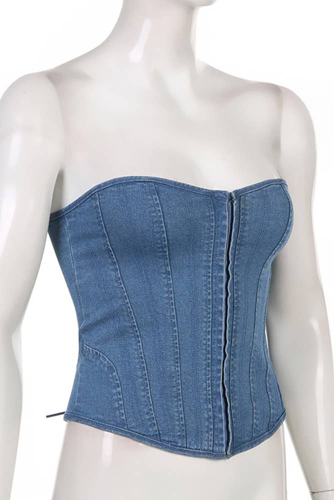 Blue Denim Fishbone Corset ZK563 for wholesale on Faire2