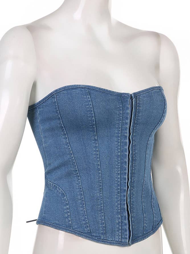 Blue Denim Fishbone Corset ZK563 for wholesale on Faire2
