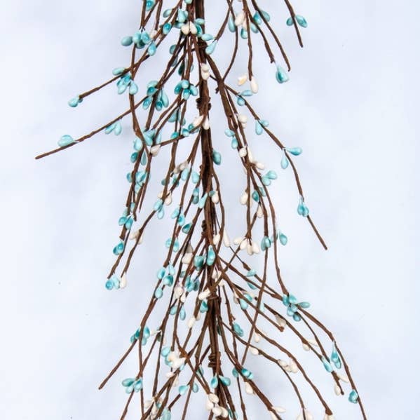 Guirlande de baies de riz, Hw, 55 po, bleu sarcelle clair/crème pour la vente par KMI International Corp.