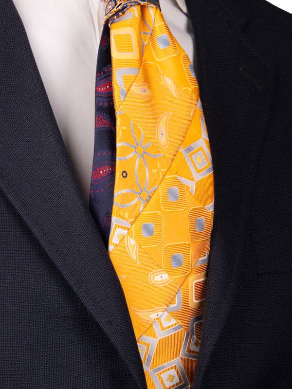 Ljus Orange Mosaik Patchwork Siden Slips Mönster PM423 för wholesale av Graffeo Cravatte