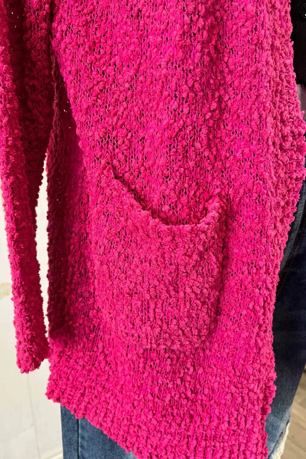 Tasha Apparel Wholesale - Wholesale Cardigan - Women's - Trendy Popcorn Knit Open Front Cozy Lightweight Oversized Cardigan Sweater4