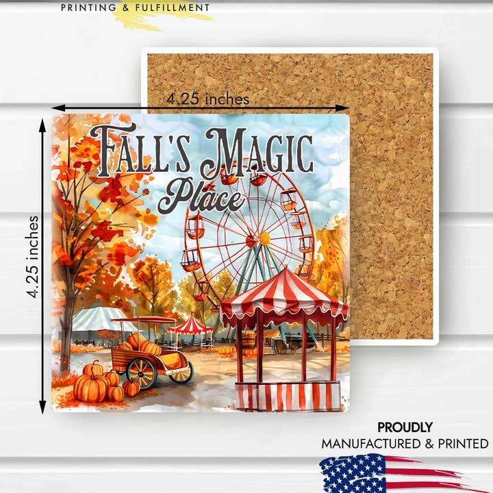 Efterårets magiske græskarmesse Carnival Absorberende stencoaster for engroshandel hos ADDLE iNK