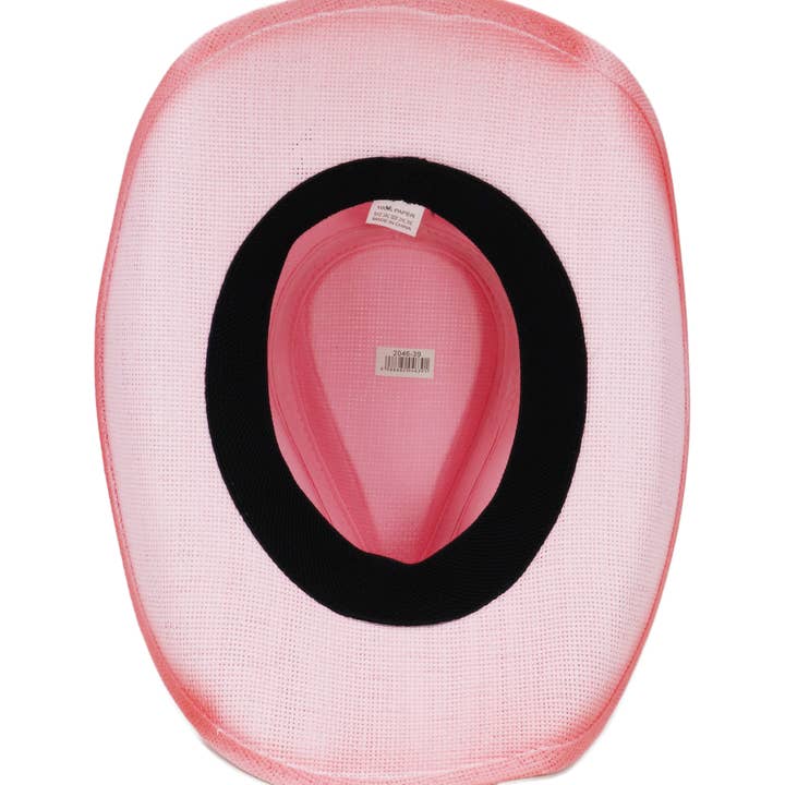 Cap Zone - Wholesale Cowboy Hat - Women's - Pink Rose Concho Belt Ombre Straw Cowboy Hat