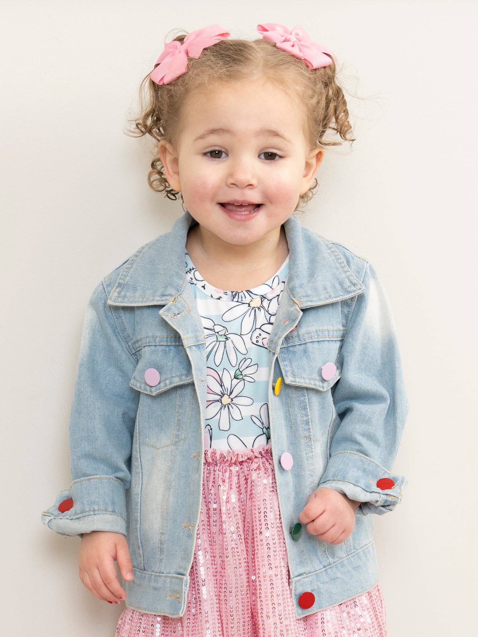Marie Nicole Clothing - Wholesale Denim Jacket - Kids - Rainbow Sequin Denim Jacket3