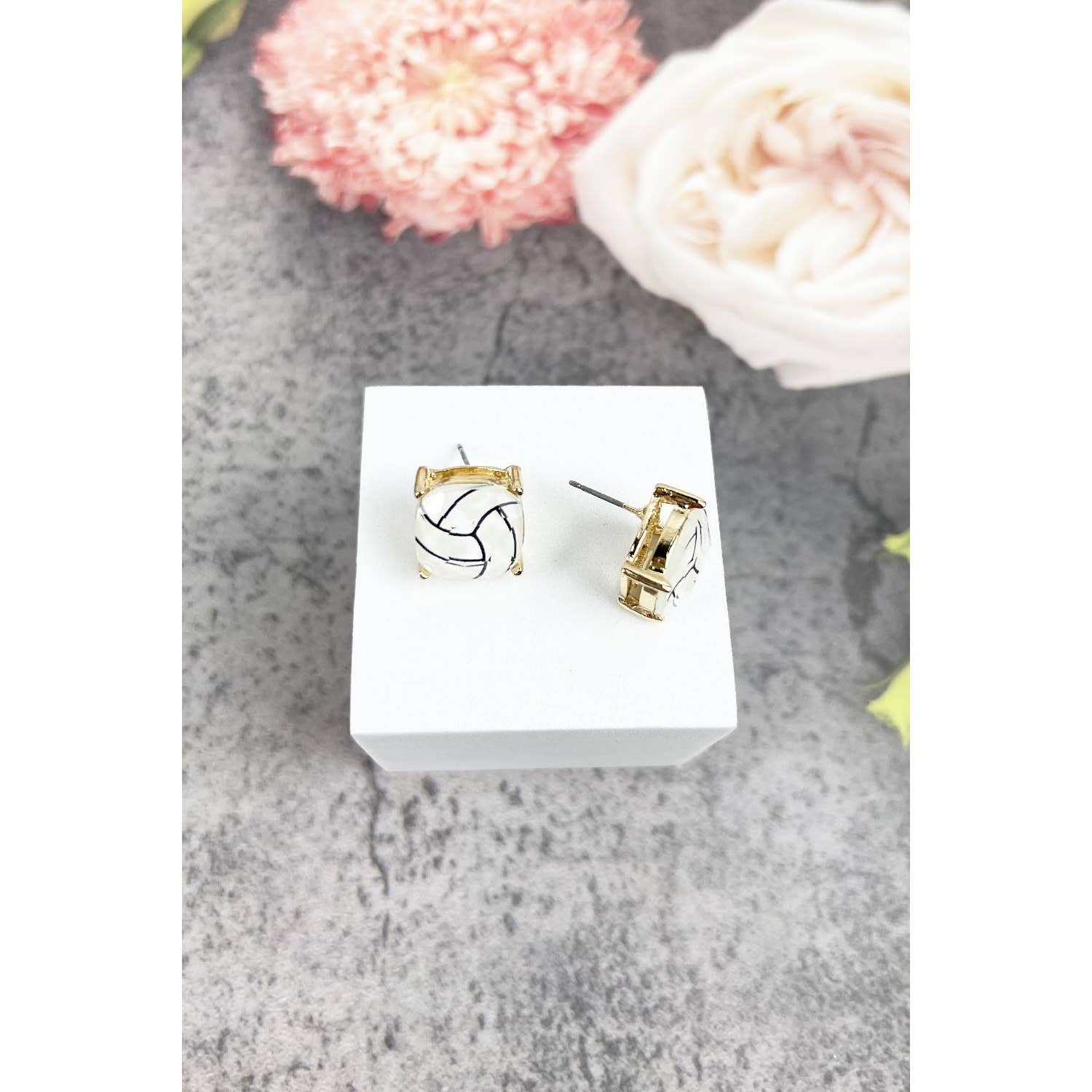 JHP Collection - Wholesale Stud/Post Earrings - RECTANGULAR SHAPE SPORTS BALL STUD EARRINGS16