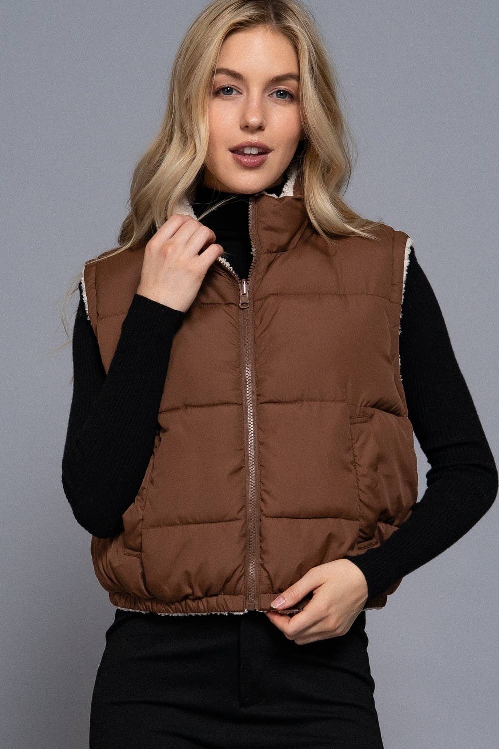 Vanilla Monkey - Wholesale Outerwear Vest - Women's - Reversible Fur Padding Vest1