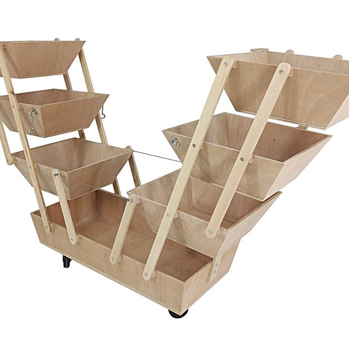 Clam Shell Expandable Retain Bin PlyWood Point of Purchase Kiosk Marketing Flower Cart Bulk Merchand 21399 for wholesale by FIXTUREDISPLAYS