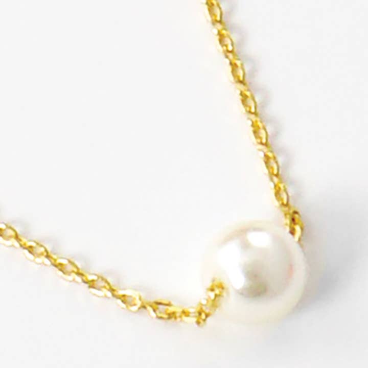 Fashion City - Wholesale Pendant/Charm Necklace - Gold-Dipped Pearl Bridesmaid Necklace