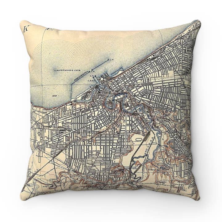 Cleveland Ohio Map Throw Pillow Decorative Pillow for wholesale by Daisy Mae Designs