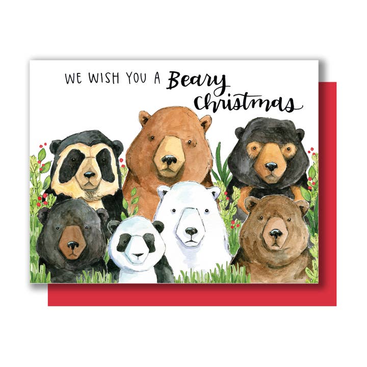 Lot de 8 cartes de Noël We Wish You A Beary pour la vente par Paper Wilderness