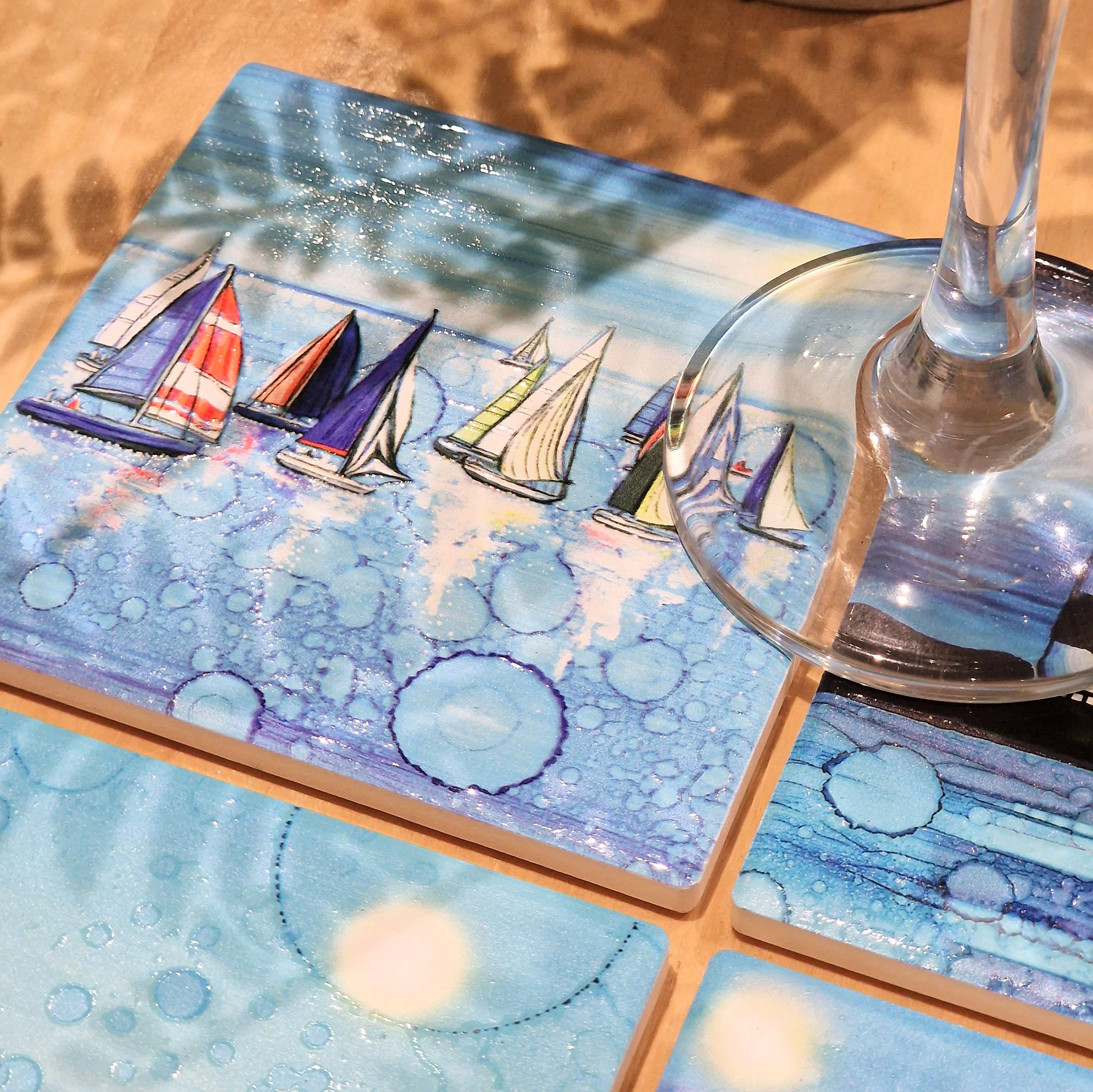 By Jo Crafts – wholesale Coasters – 83-C Nautical Regatta Coaster7