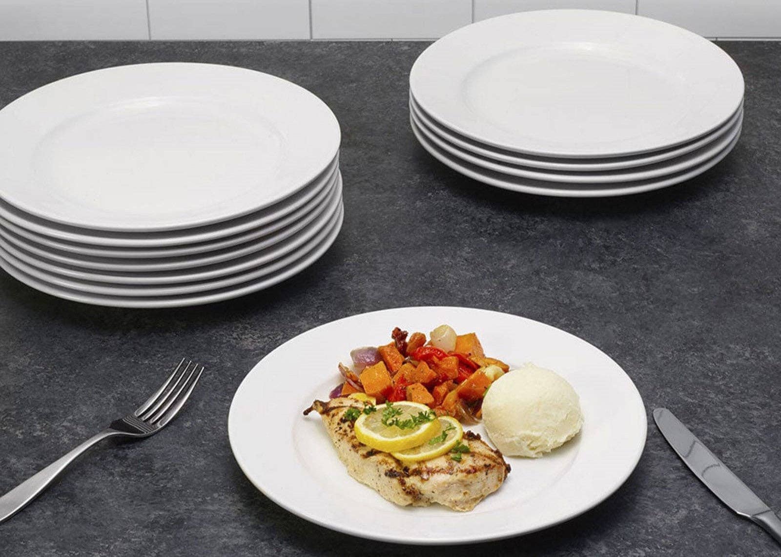 ELEGANT PRODUCTS UK LTD – wholesale Dinner plate – Glim Glam Dinner Plates Set 10.5” Porcelain White 6pcs Rim2