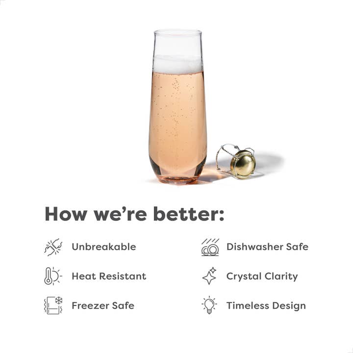 TOSSWARE - Wholesale Champagne flute - TOSSWARE RESERVE 9oz Stemless Flute SET OF 24, Clear Tritan1