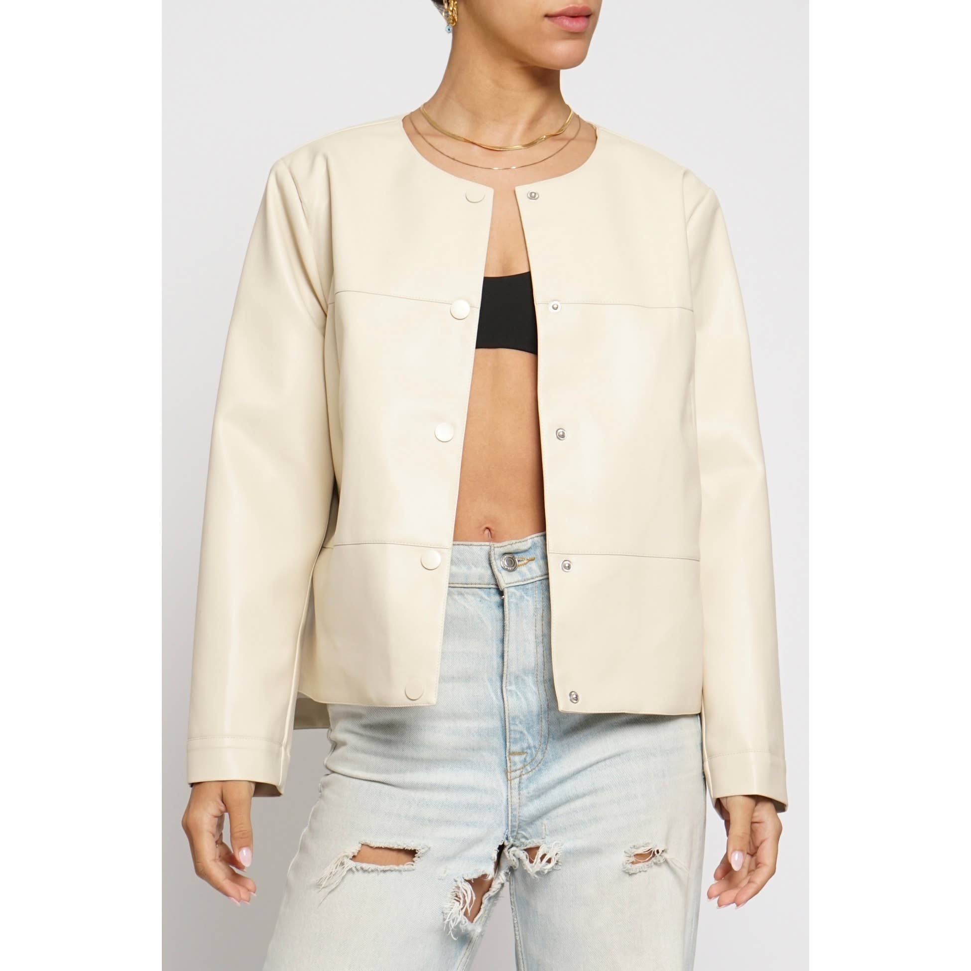 Sans Souci – Engroshandel Motorcykeljakke - Dame – KORT JAKKE I IMITERET LÆDER4