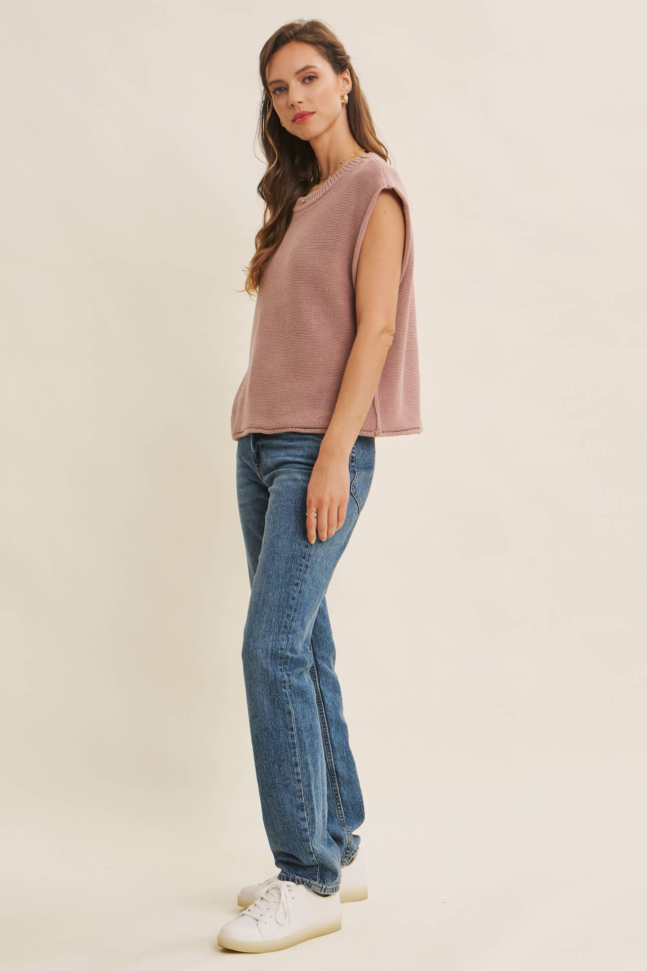 in february – Großhandel Strickpullover – Damen – Locker sitzendes Sweater-Weste mit sichtbaren Nähten12