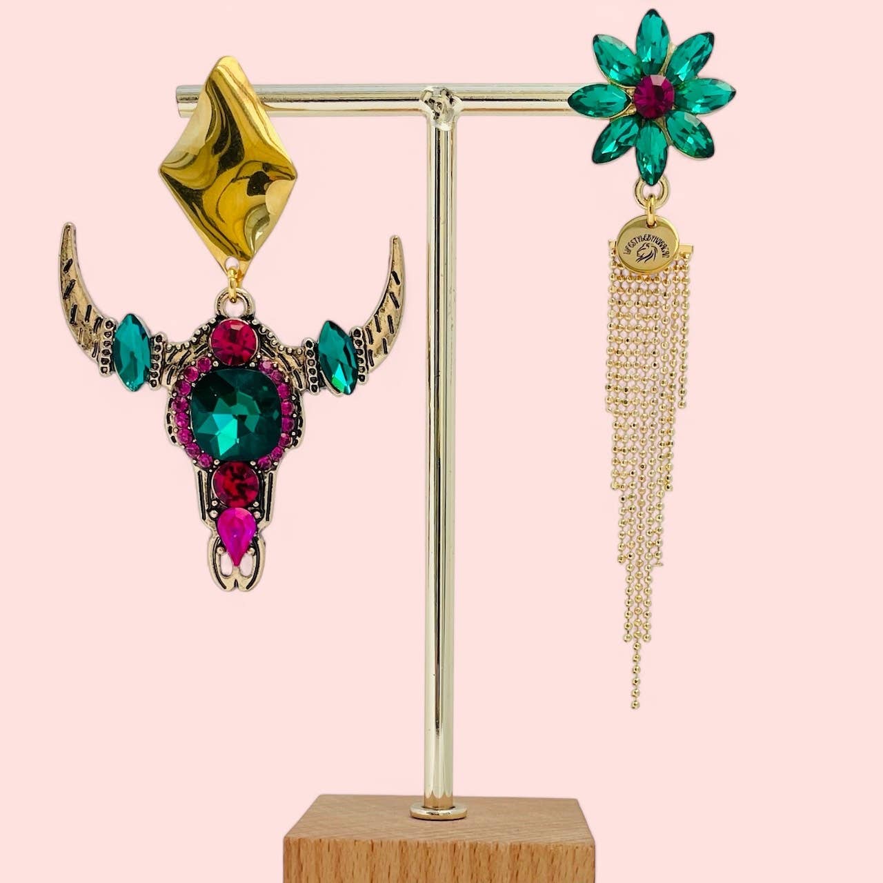 Huracan - Wholesale Dangle Earrings - Rynlee Pink and Green Earring Set1