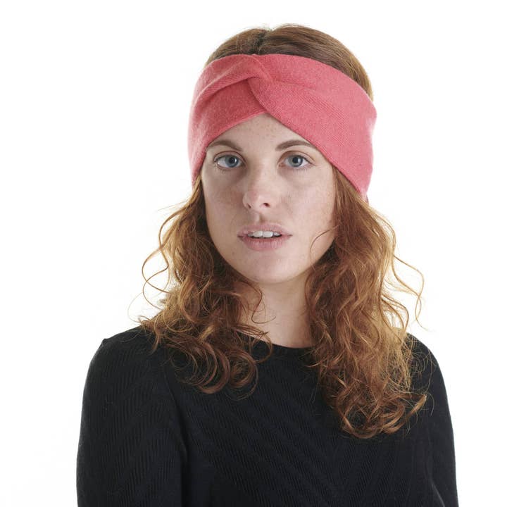 Red Cashmere Wool Plain Headband for wholesale by FIL DE JOUR