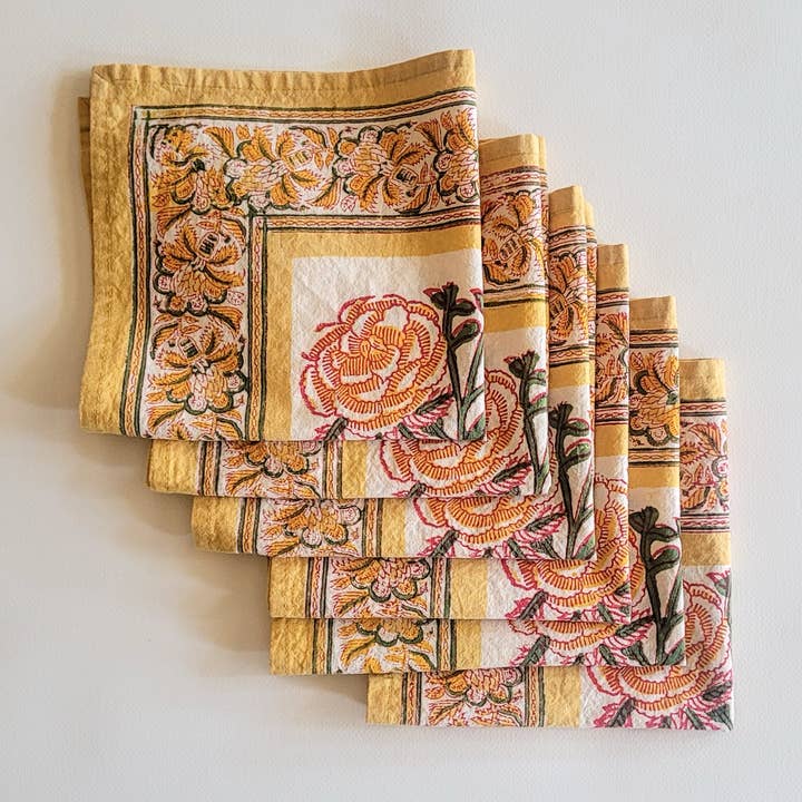 Tamra Copper LA - Wholesale Dinner & Cloth Napkin - Block-Printed Cotton Napkins – Set of 21