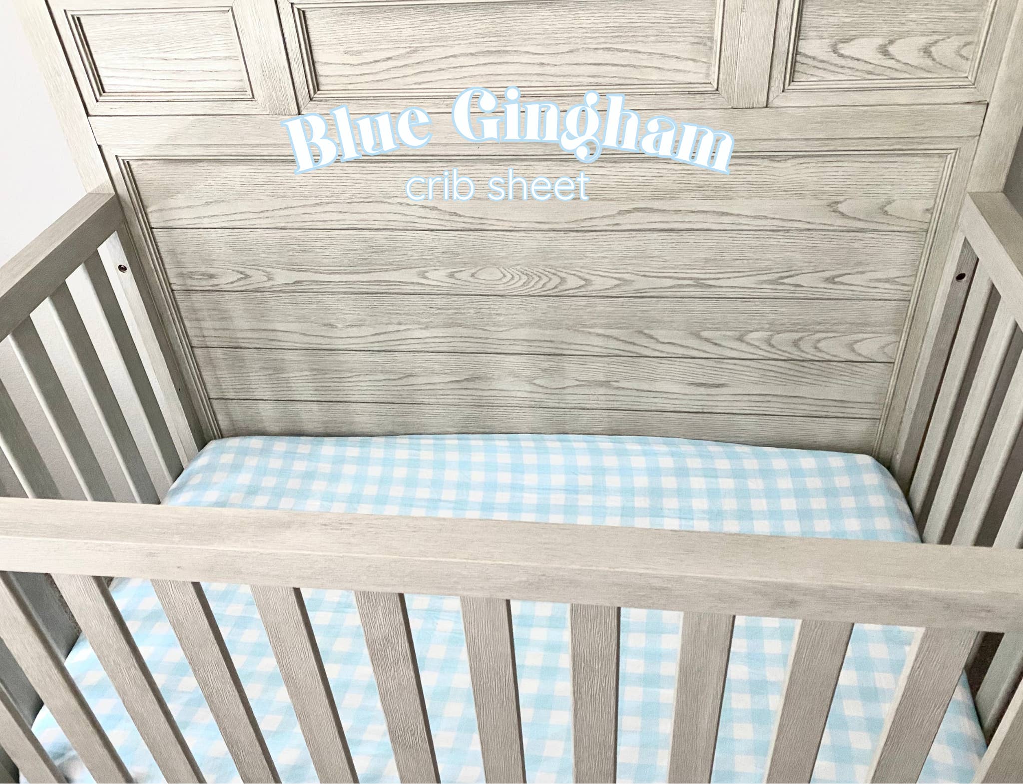 Gracie's Closet - Wholesale Cot/Crib Sheets - Blue Gingham Muslin Bamboo Crib Sheet