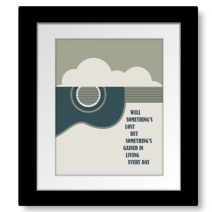 Impression murale Both Sides de Joni Mitchell avec paroles de chansons des années 1960 pour la vente par Song Lyrics Art