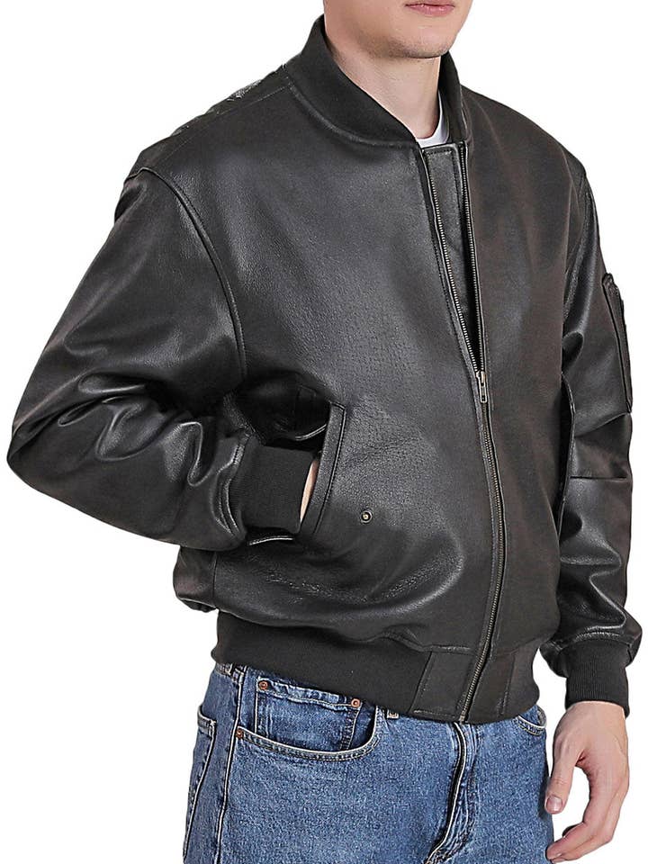 Landing Leathers, giacca bomber da volo in pelle da uomo MA-1 per la vendita all'ingrosso da parte di Landing Leathers