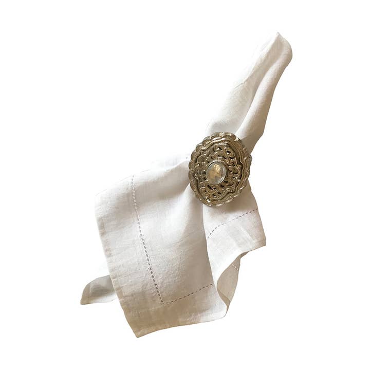 Hemstitched Dinner Napkin - Set of 2 - White for wholesale by Artesa Studio