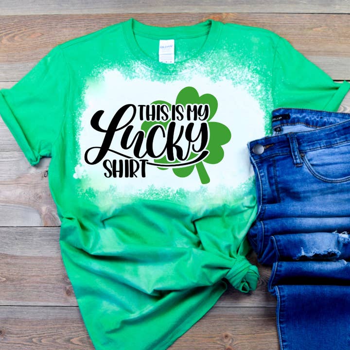 Dit is mijn geluksshirt St Patricks Day gebleekt shirt voor wholesale door Londas Trendy Tees