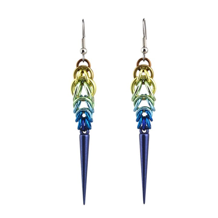 Spike Earring - Rustic Blue (brown-to-blue ombre) for wholesale by Rebeca Mojica Jewelry