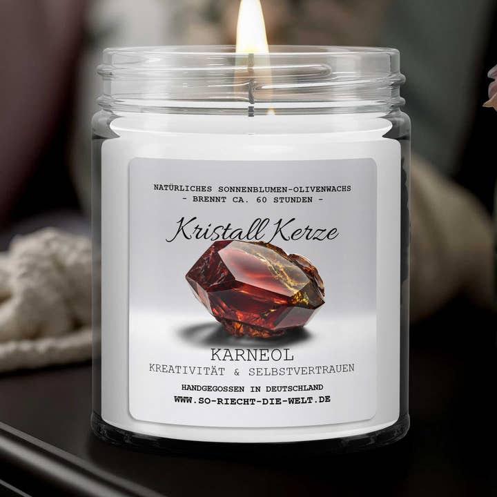 KREATIVITET & FÖRTROENDE - Carnelian crystal doftljus - för wholesale av So riecht die Welt