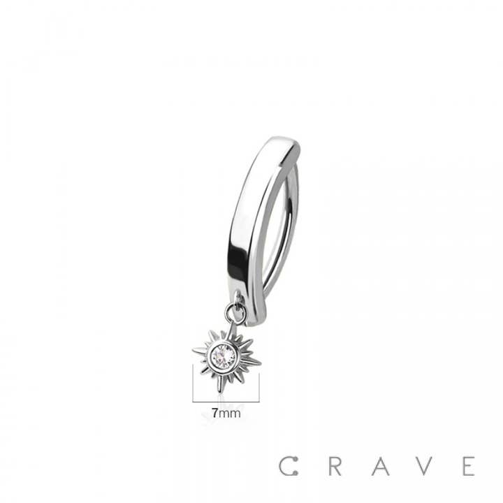 CRAVE BODY JEWELRY - Wholesale Belly Ring - 316L SURGICAL STEEL MULTI CZ SUN BURST RAIL CLICKER BELLY