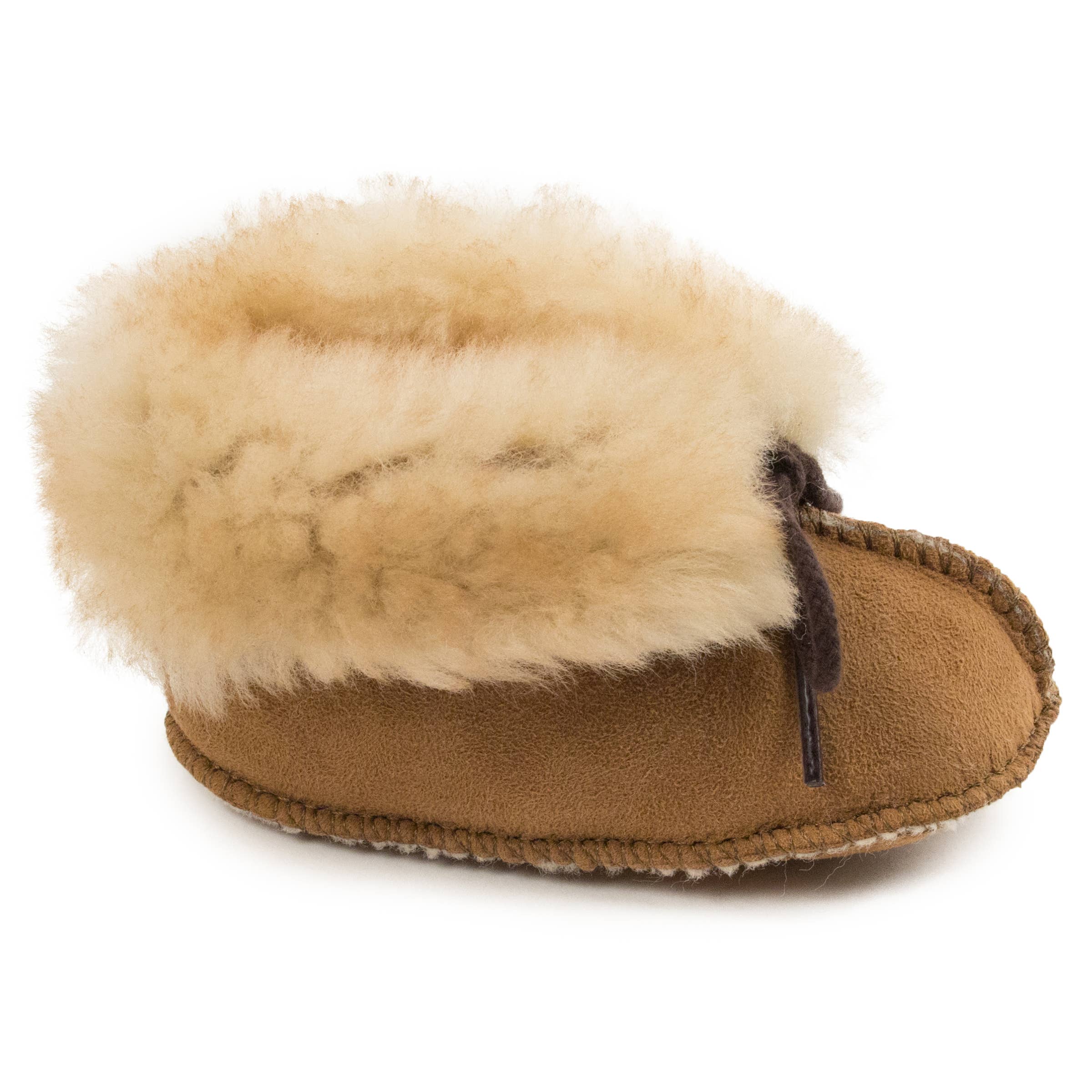 Tan Infant Baby Cozy Sheepskin Suede Bootie for wholesale on Faire3