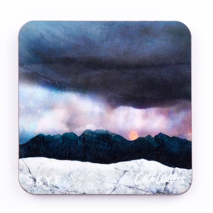 Strawberry Moonrise Cuillin Skye Fridge Magnet for wholesale by Cath Waters Scottish Landscapes