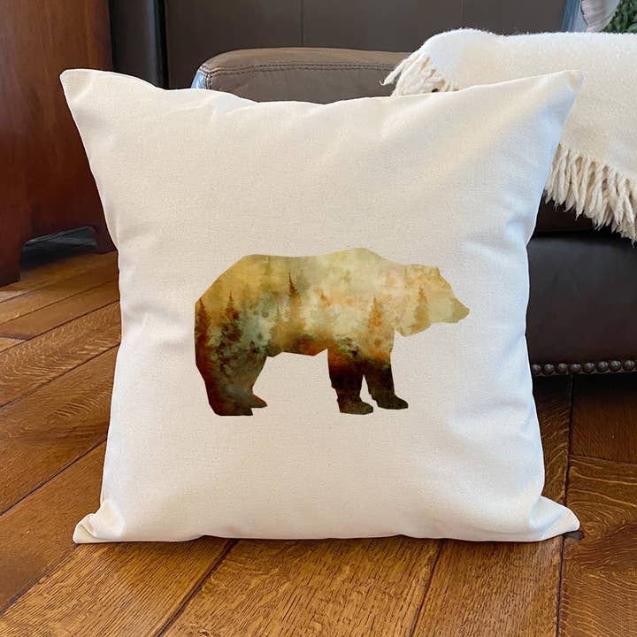 Watercolor Bear - Square Canvas Pillow for wholesale by North & Pine
