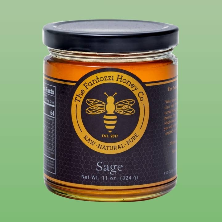 Pot de miel brut de sauge – Cadeau gourmand pour les fêtes, 311 g pour la vente par Fantozzi Honey Company