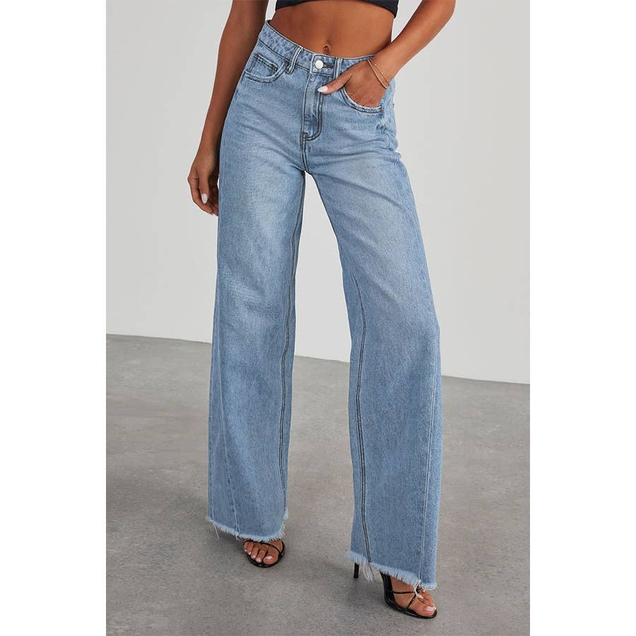 Paperdoll - Vente Jean – femme - Jeans à serpillière à jambes larges, coupe ajustée et confortable, taille haute 3