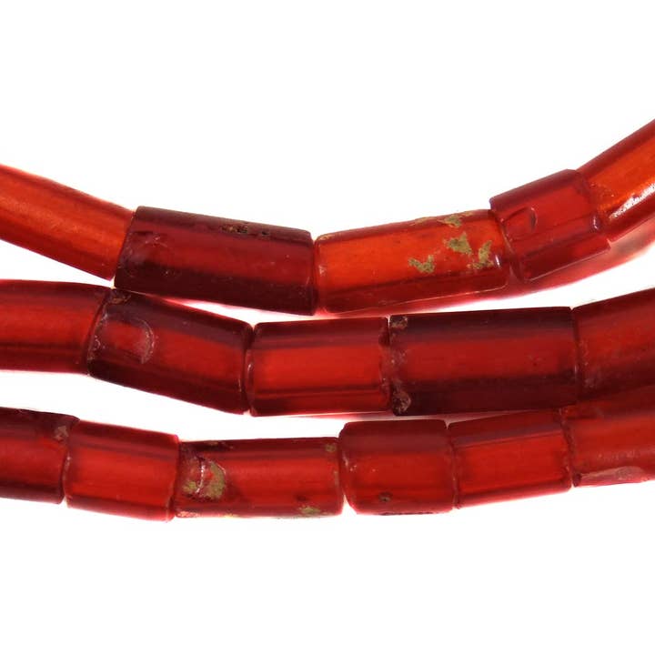 Red Translucent Cylinder Trade Beads for wholesale by Africa Direct
