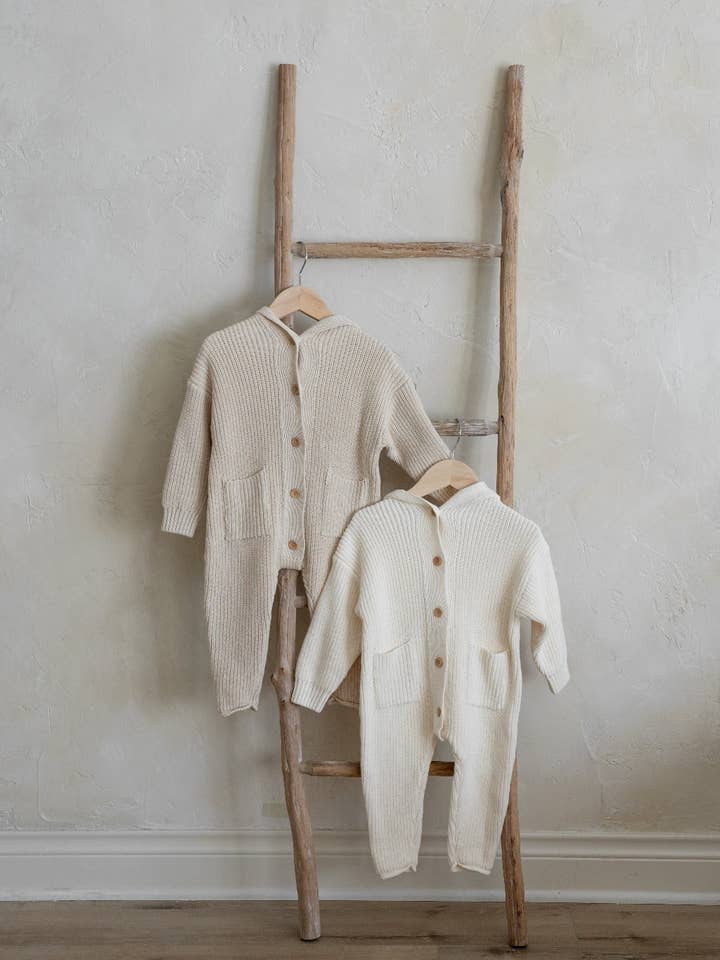 Yooushi - Wholesale Jumpsuit - Baby - Sand Shell Hooded Knit Playsuit2